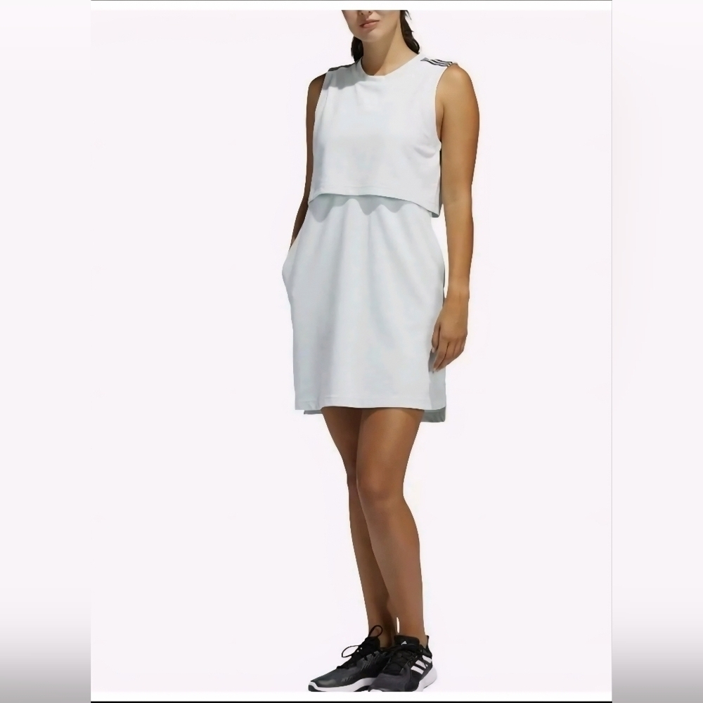 Adidas Game And Go Womens Mint Layered Vented Sleeveless Dress
